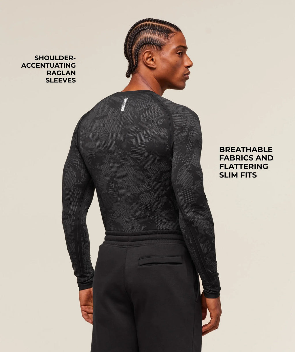 GYMSAHRK geo seamless long sleeve T-shirt