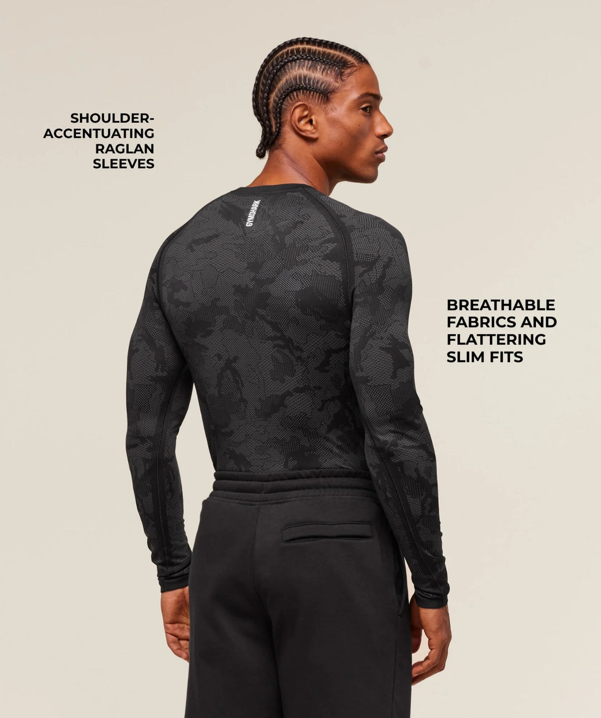 GYMSAHRK geo seamless long sleeve T-shirt
